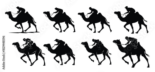 Silhouette Collection of Camel Racing Riders