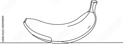 Minimalist Banana Illustration: Single Continuous Line Drawing o