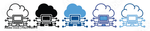 Cloud Computing icon set multiple style collection