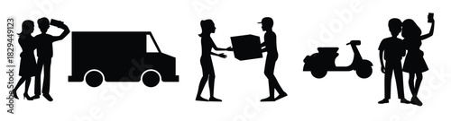 silhouette design of smart phone usage