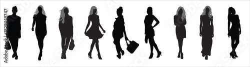  silhouettes of beautiful girls vector