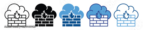 Firewall icon set multiple style collection