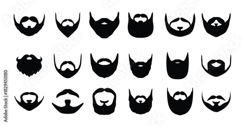 silhouettes of different types of beards icons of men