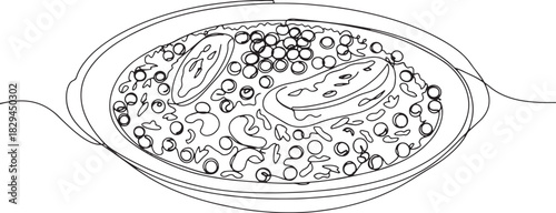 Minimalist Line Art Illustration of Iranian Zereshk Polo with a