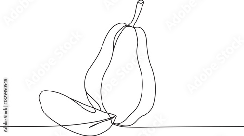 Elegant continuous line drawing of chayote vegetable with delica