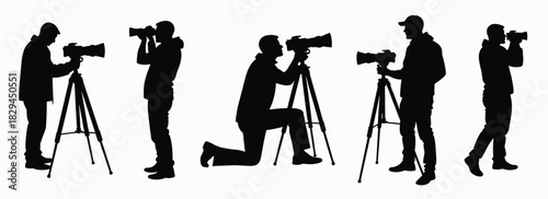 silhouettes of photographers engaged in photography using