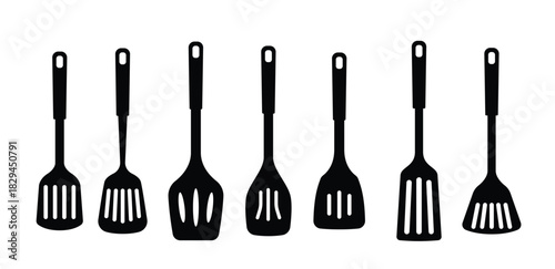  silhuette spatula vector isolated on white background