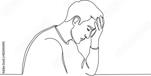 Conceptual minimal line art illustration of a man experiencing e