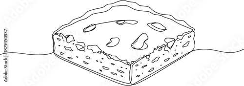 Monochrome brownie drawing in continuous line style isolated on