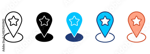 Favorite Location Icon Set Multiple Style Collection