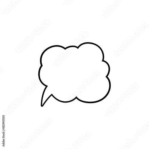Hand drawn speech bubble. Hand drawn thinking cloud line vector illustration