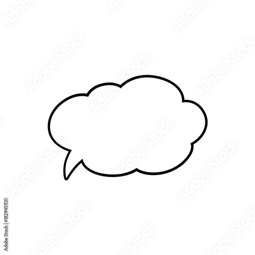 Hand drawn speech bubble. Hand drawn thinking cloud line vector illustration