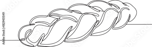 Elegant single line drawing of a traditional swiss braided Zopf