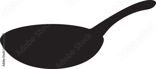 Black silhouette of a frying pan on a white background