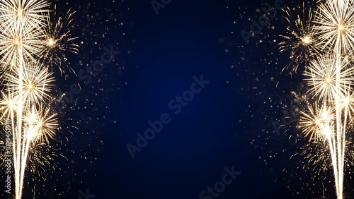 Luxury celebration background with vertical gold firework columns.