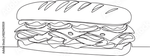 Minimalist line drawing showcasing a delectable and stacked sand