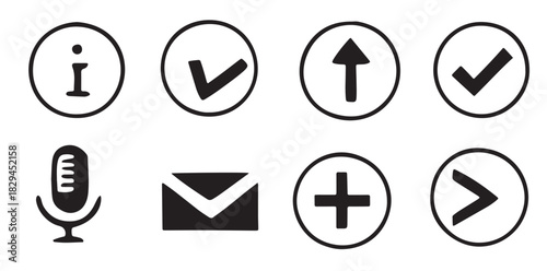 Simple Black and White User Interface Icons
