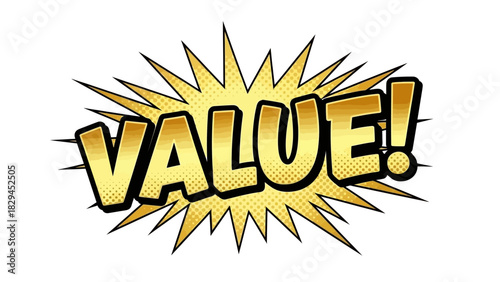 Value Comic Book Style Word Art Illustration.