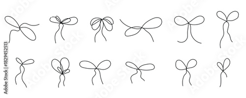 simple bows on ribbon thin line bowknot for package set 