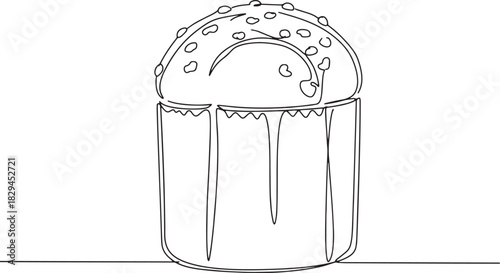 Minimalist single line drawing of a traditional Italian panetton