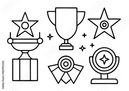 simple outline awards and trophies collection