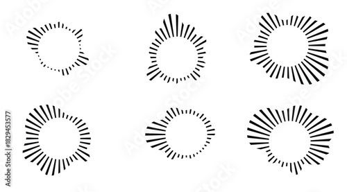 Sound waves equalizer set, Radio frequency Circle audio waves. Vector design elements isolate