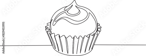 Elegant single line drawing of a brigadeiro, a traditional Brazi