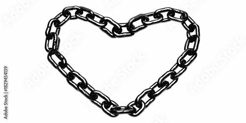 Black chain forming a heart shape on a white background