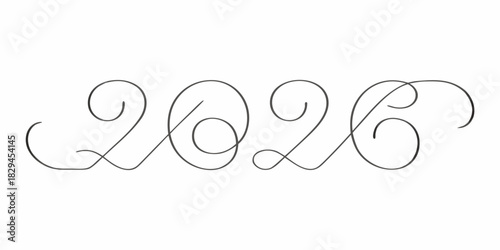 Elegant calligraphic 2026 year design on white background for new year