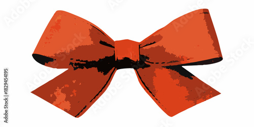 Stylized orange ribbon bow illustration on white background for festive designs