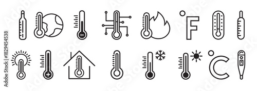 thermometer icon vector set temperature illustration sign