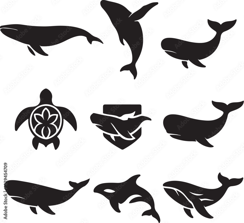 Obraz premium whale_silhouette_bundle_02.eps