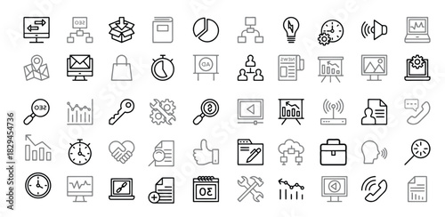  thin line icons set of marketing advertising and