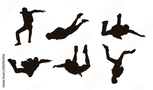 skydiving silhouette vector