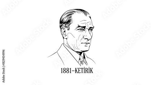 Mustafa Kemal Atatürk Portrait Illustration.