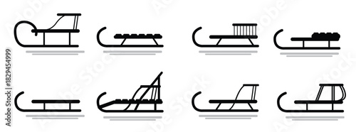 sleds toboggan vector silhouette 