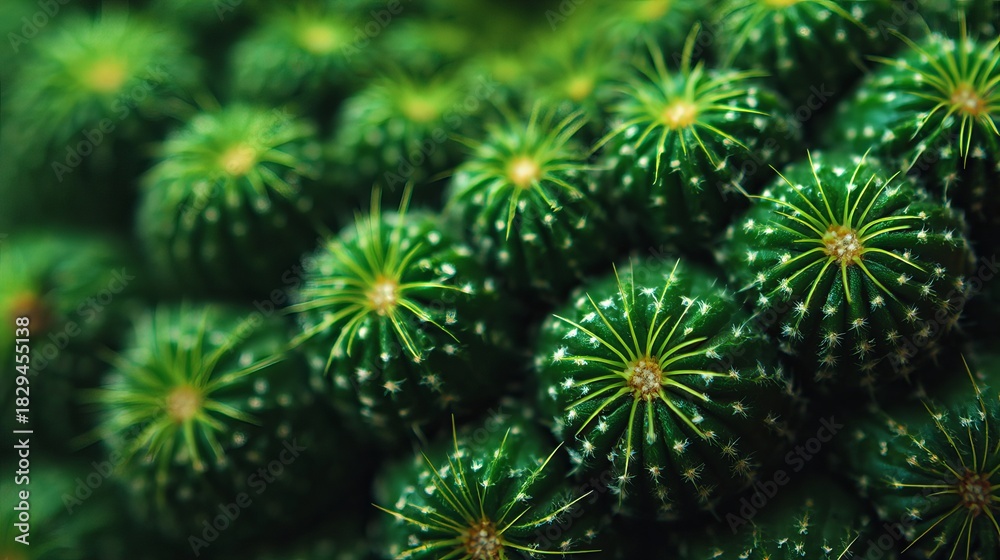 Fototapeta premium Close-Up of Green Cactus with Radiating Spines