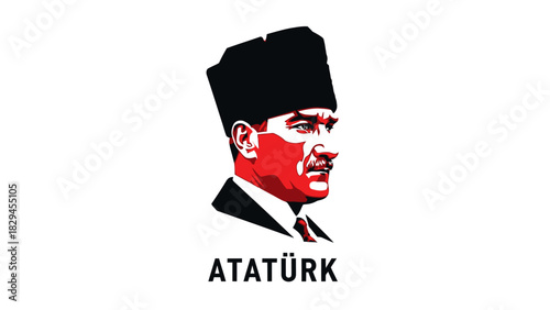 Mustafa Kemal Atatürk portrait with traditional hat.