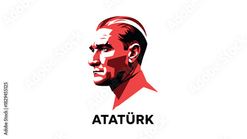 Stylized vector portrait of Mustafa Kemal Ataturk.