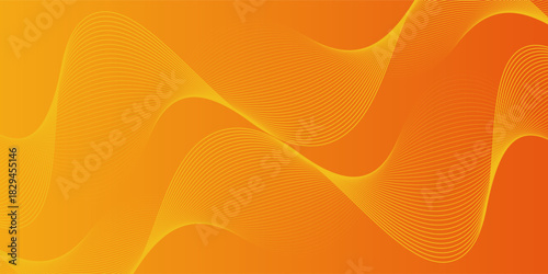 Abstract glowing wave lines on orange background. Dynamic wave pattern. Modern flowing wavy lines. Futuristic technology concept. Suit for banner, poster, cover, brochure, flyer, website
