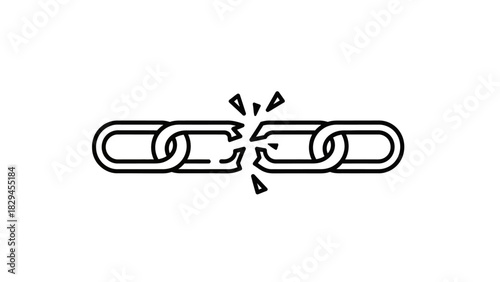 Broken Chain Link Icon Concept.