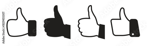 thumb icons set black on a white background