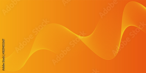Abstract glowing wave lines on orange background. Dynamic wave pattern. Modern flowing wavy lines. Futuristic technology concept. Suit for banner, poster, cover, brochure, flyer, website