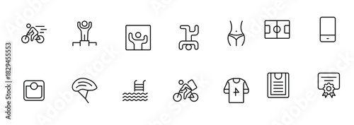 Sports and outdoor activities line icon set. Outline icon collection related to outdoor sports.