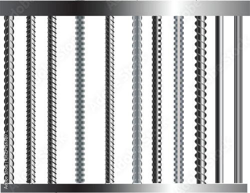 Sreel Rebars Set on White Background