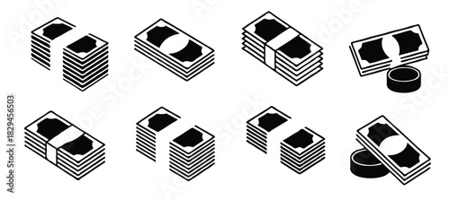 stacks of money with different arrangements