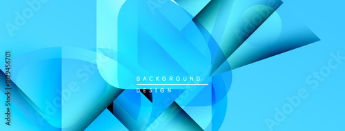 Abstract blue design. Overlapping shapes create dynamic visual effect. Modern, clean aesthetic suitable for backgrounds, presentations.