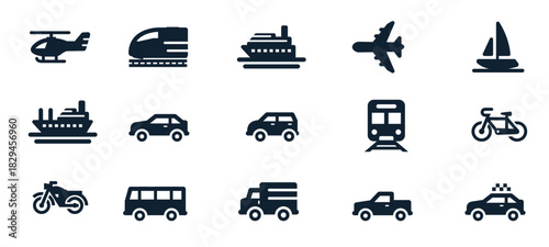 vehicles transportation icons vector illustration