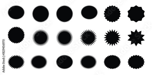  starburst icon or quality badge sale promo blank template set 