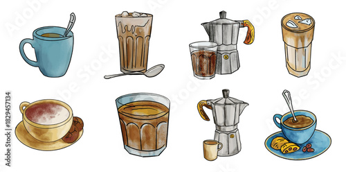 The coffee drawing style for food or drink content